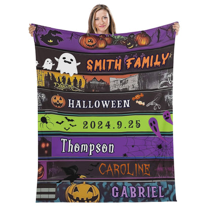 Custom Personalized Name Blanket - Halloween Banner Blanket