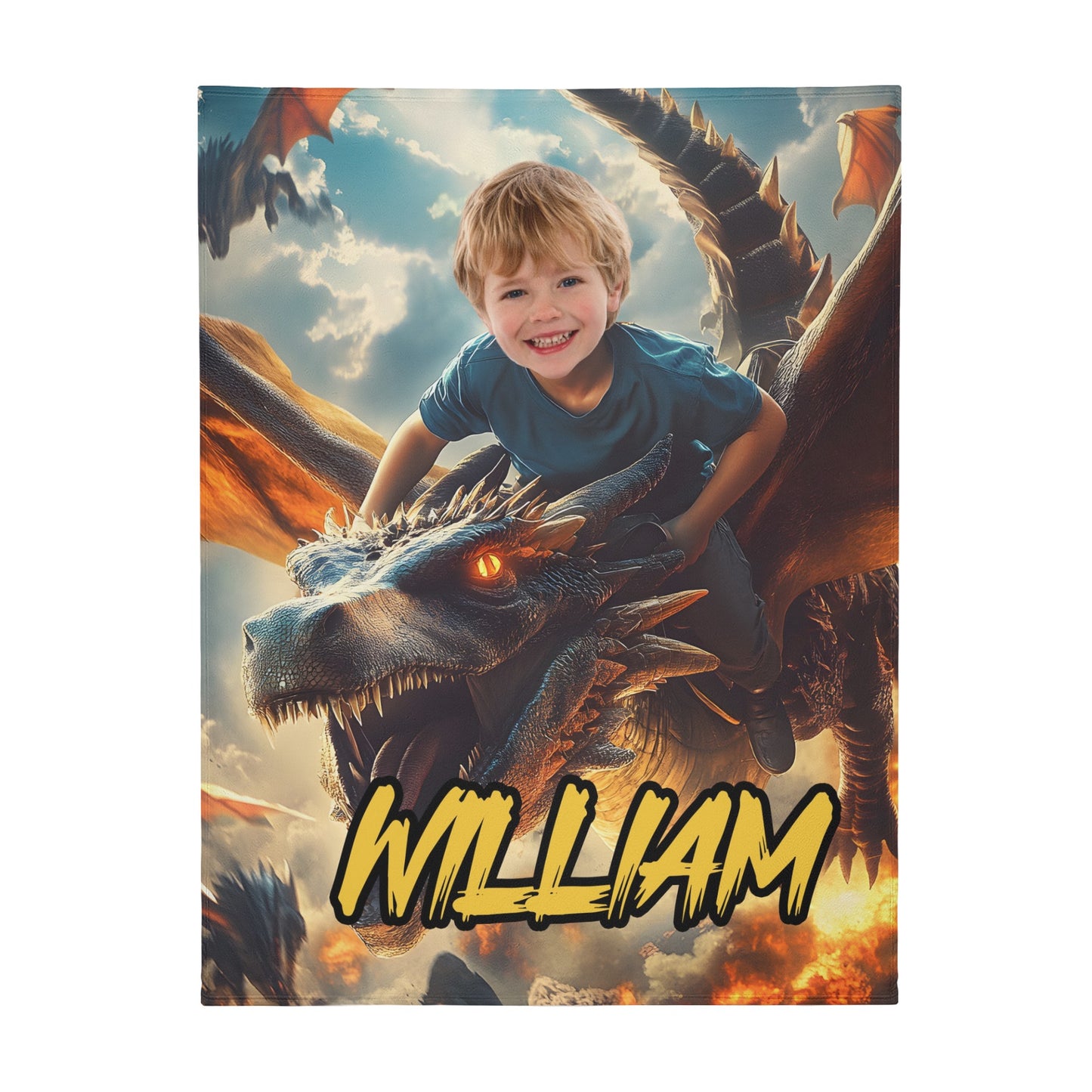 Custom Personalized Photo Blanket - Pteranodon Rider Dinosaur Blanket