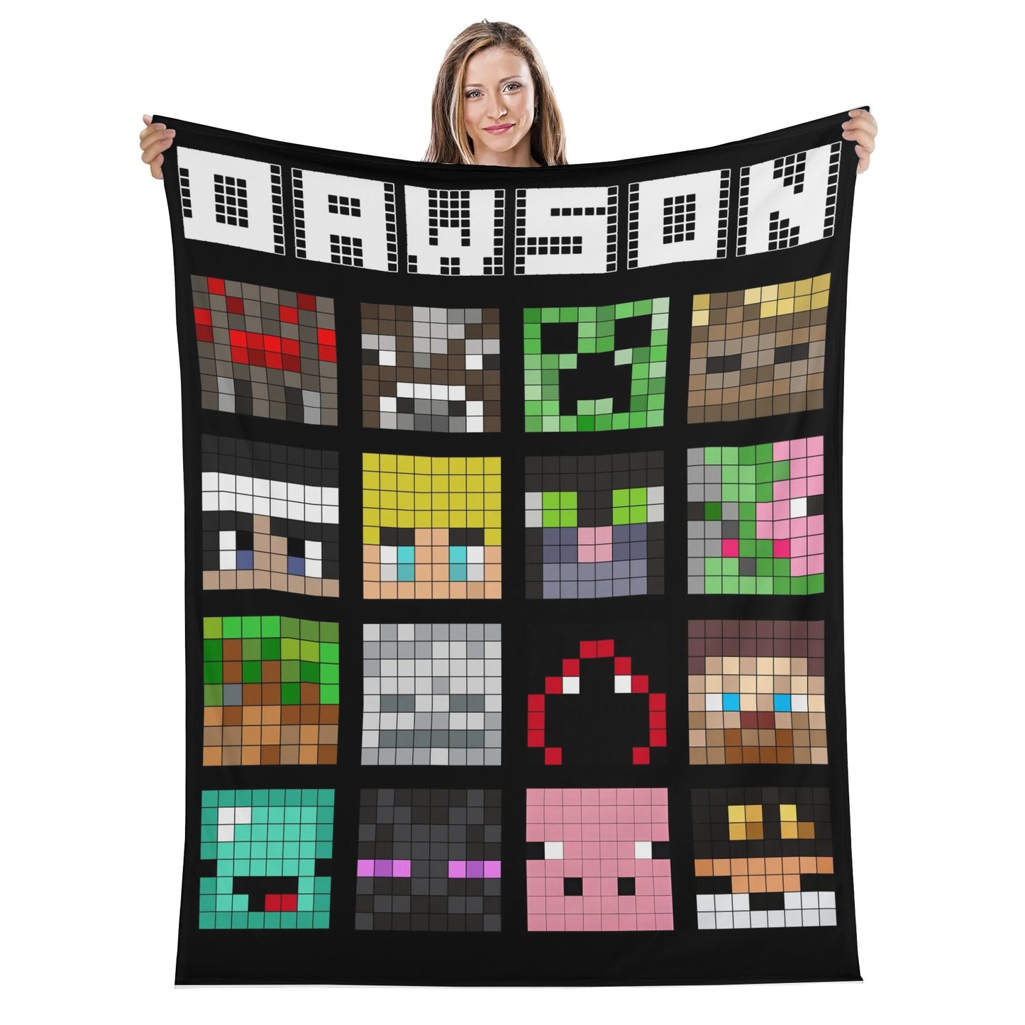 Custom Personalized Name Blanket - Pixel Style Avatar Blanket