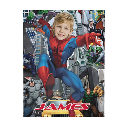 Custom Personalized Photo Blanket - Crazy Spider Hero