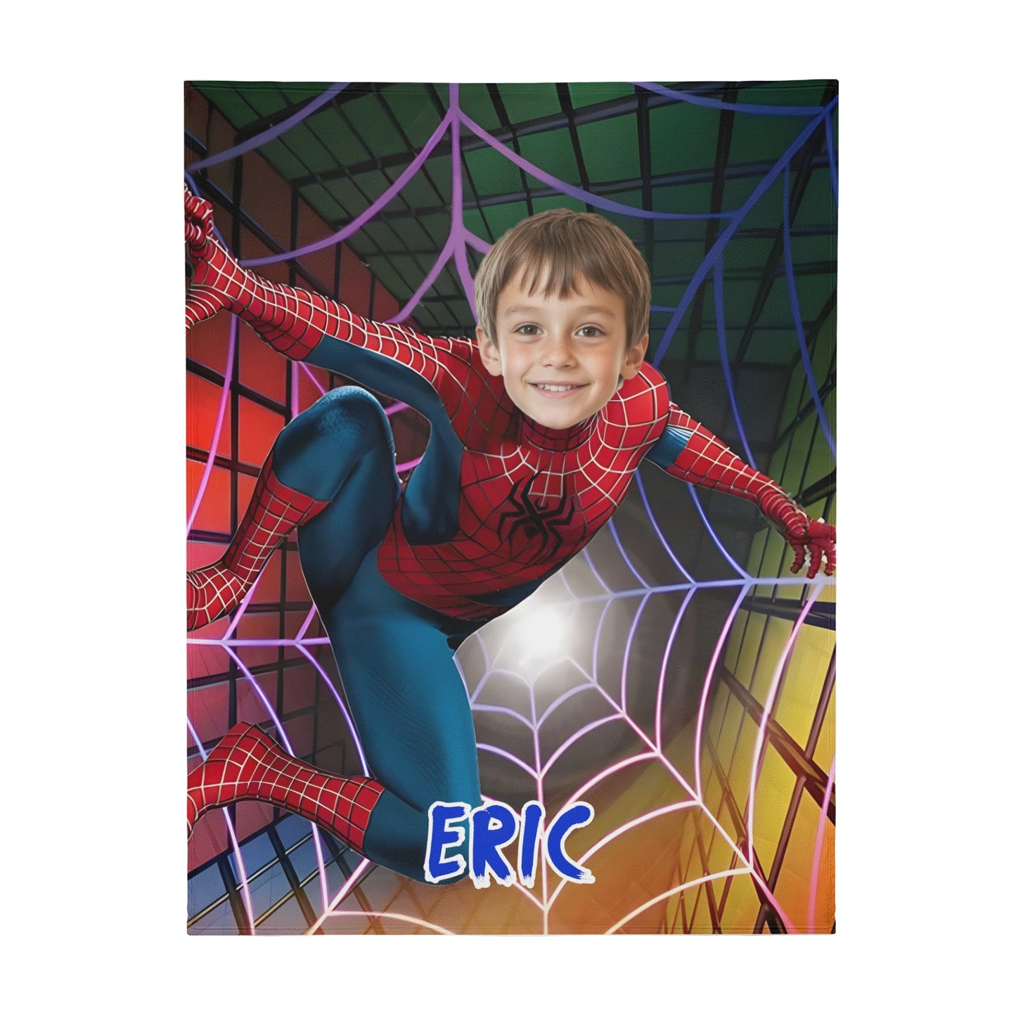 Custom Personalized Photo Blanket - Spider Hero in the web